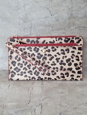 Chico's Leopard RFID Wristlet with Bonus Zipper Pouch